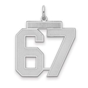 Sterling Silver, Jersey Collection, Large Number 67 Pendant